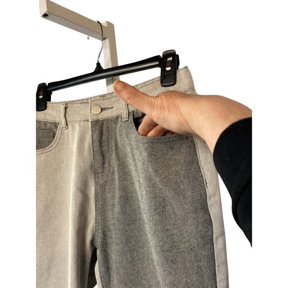 Emmiol Women's S Two Tone Colorblock Jeans Gray White Retro Colorblock Cotton - Picture 2 of 7